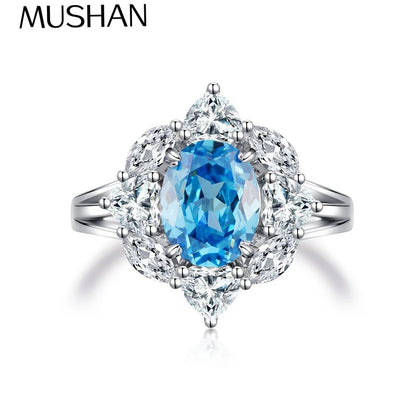 MuShan Luxury Jewelry 925 Sterling Silver Ring Zircon 5A Grade Triangle Office for Girls Rhodium Plated Fine Jewelry Rings