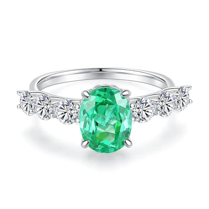 MUSHAN Luxury Jewelry 925 Sterling Silver Ring High Carbon Diamond Emerald Gemstones Ice Flower Cut Rings Bands Fine Jewelry