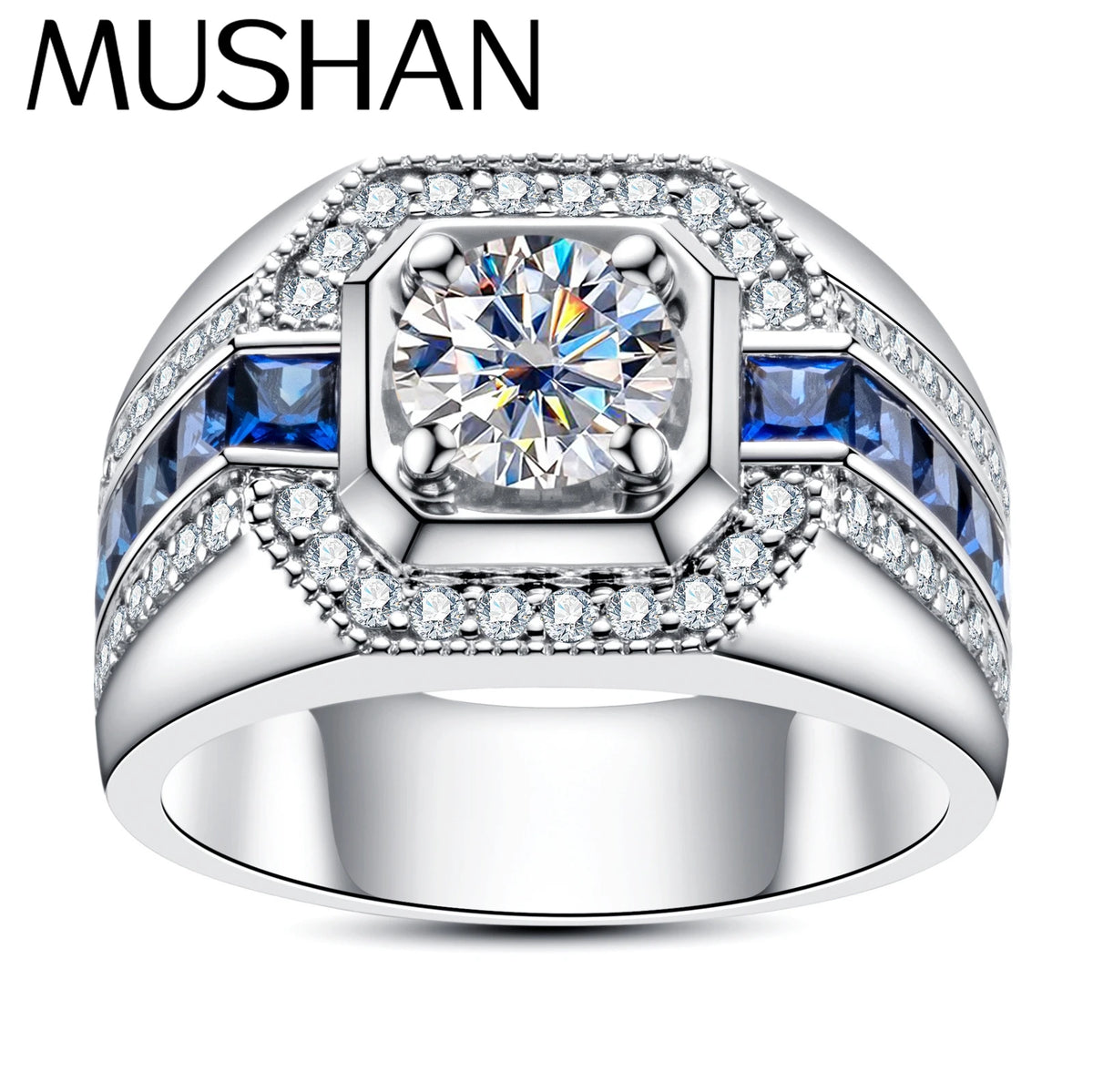 MuShan Luxury Jewelry 925 Sterling Silver Ring Moissanite Gorgeous Ring for Lover 18K Real Gold Plated MST Patent GRA Rings