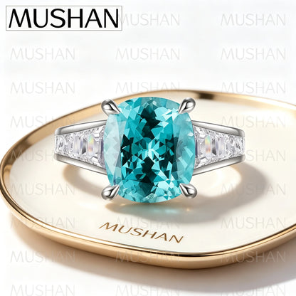 MUSHAN Custom Jewelry 925 Sterling Silver Ring Lab Grown Ruby Heart Bridal Ring for Women 18K Gold Plated Anniversary Rings