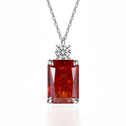 MUSHAN Luxury Jewelry 7ct 8*10 Rectangular Necklace For Women Made Of 925 Silver With Ice Flower Cut High-Carat Diamond Pendant