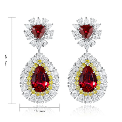 MUSHAN Bespoke Luxury Jewelry 925 Sterling Silver Stud Drop Earrings Lab Grown Ruby Sapphire Emerald Women Water Drop Earrings