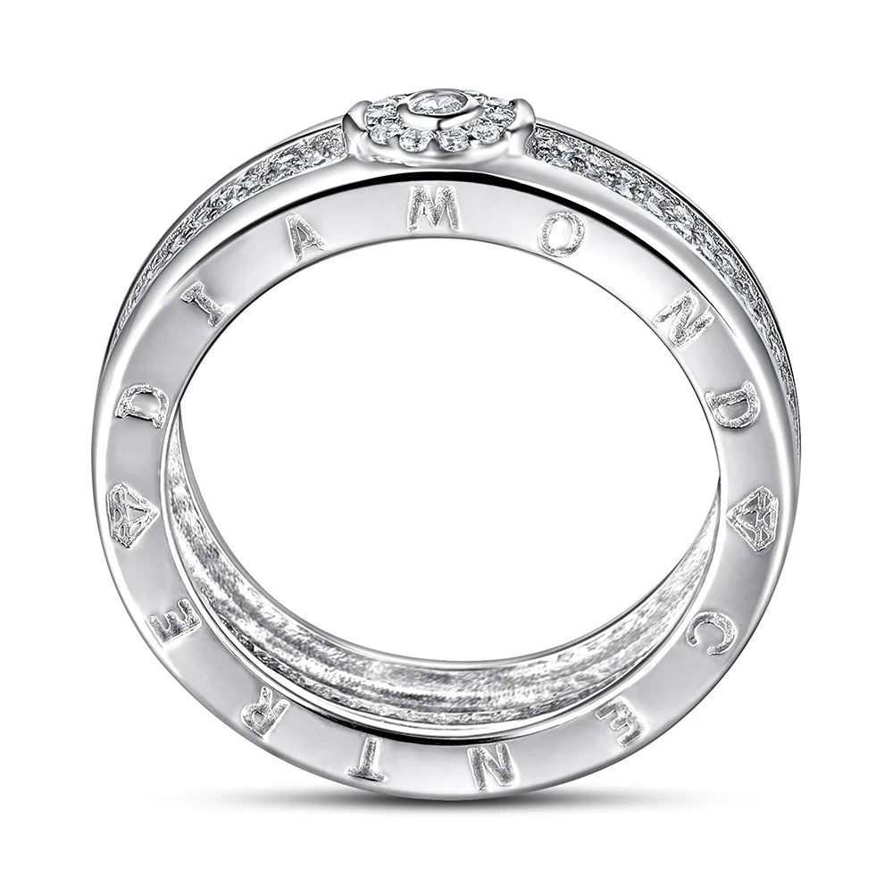 MuShan Jewelry 925 Sterling Silver Rings Bands Engagement Ring 7A Cubic Zirconia Elegant Delicate Anniversary  Women Gift