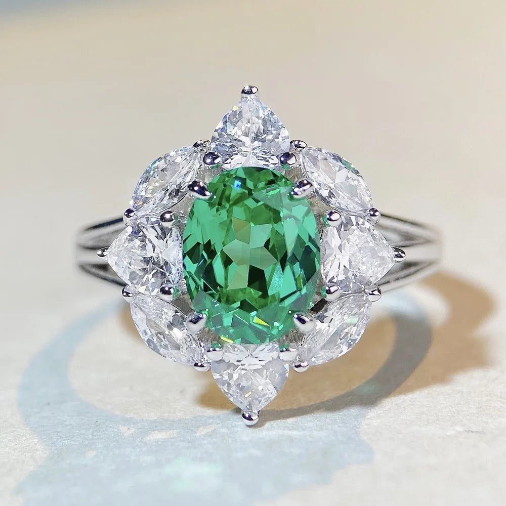 MuShan Luxury Jewelry 925 Sterling Silver Ring Zircon 5A Grade Triangle Office for Girls Rhodium Plated Fine Jewelry Rings
