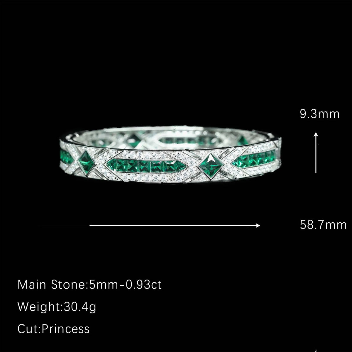 MuShan Jewelry 925 Sterling Silver Bangle Bracelet Women Green Gemstones High Carbon Diamond s925 Silver Bangles Fine Jewelry