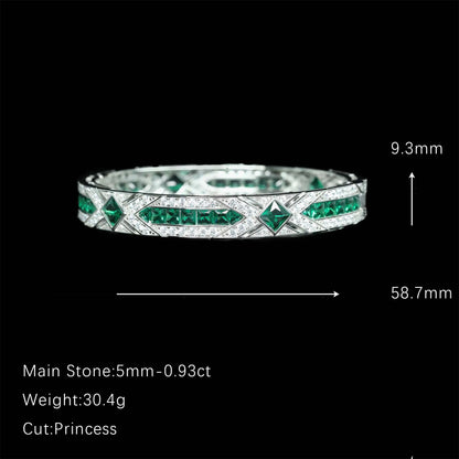 MuShan Jewelry 925 Sterling Silver Bangle Bracelet Women Green Gemstones High Carbon Diamond s925 Silver Bangles Fine Jewelry