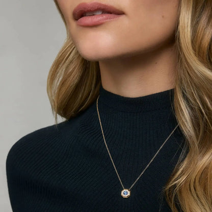 MUSHAN Bespoke Jewelry 925 Sterling Silver Necklace Lab Blue Ruby Heart Party Wear for Women 18K Gold Plated Anniversary