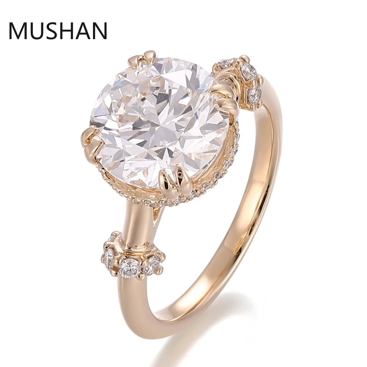 MUSHAN Luxury Custom 4ct Diamond Ring 14K 18K Gold Band Jewelry Women IGI Certificate Lab Grown Diamond Wedding Ring For Women