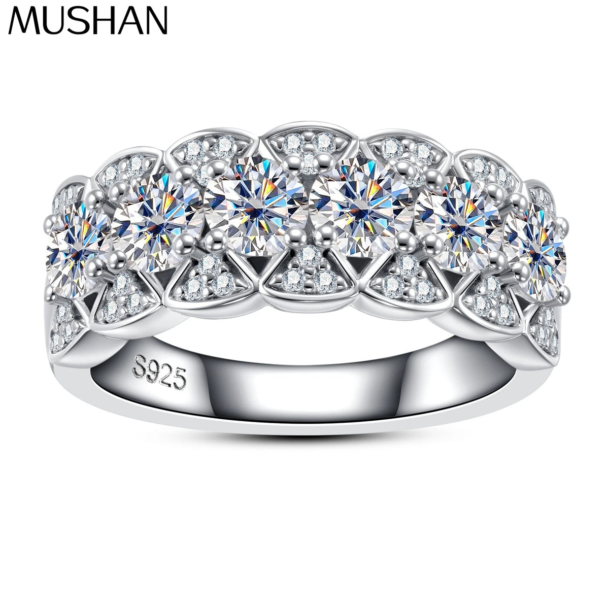 MuShan Brand Jewelry 925 Sterling Silver Ring VVS Moissanite Date Night Ring for Partner 18K Real Gold Plated MST Patent Rings