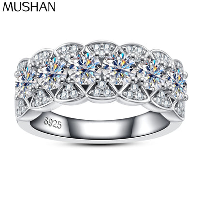 MuShan Brand Jewelry 925 Sterling Silver Ring VVS Moissanite Date Night Ring for Partner 18K Real Gold Plated MST Patent Rings