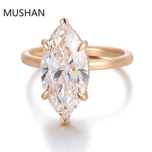 MUSHAN Luxury Custom 14K 18K Gold Rings Band Jewelry With Moissanite Diamond Lab Grown Gemstones Diamond Wedding Ring For Women