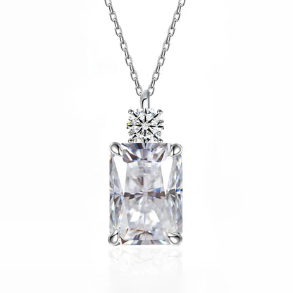 MUSHAN Luxury Jewelry 7ct 8*10 Rectangular Necklace For Women Made Of 925 Silver With Ice Flower Cut High-Carat Diamond Pendant