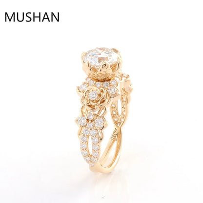 MUSHAN Luxury Custom 14K 18K Gold Rings Band Jewelry With Moissanite Diamond Lab Grown Gemstones Diamond Wedding Ring For Women