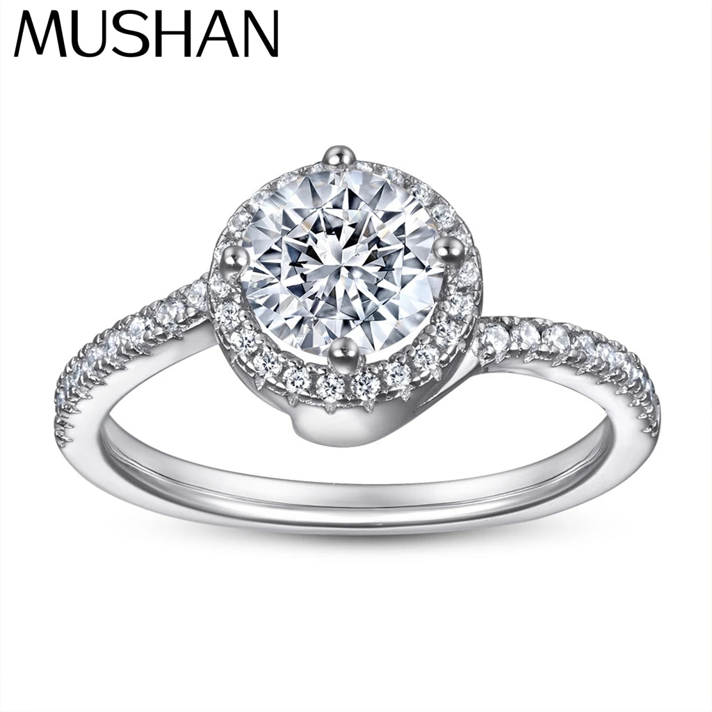 MuShan Jewelry 925 Sterling Silver Rings Bands Engagement Ring 7A Cubic Zirconia Delicate Premium Anniversary  Women Gift