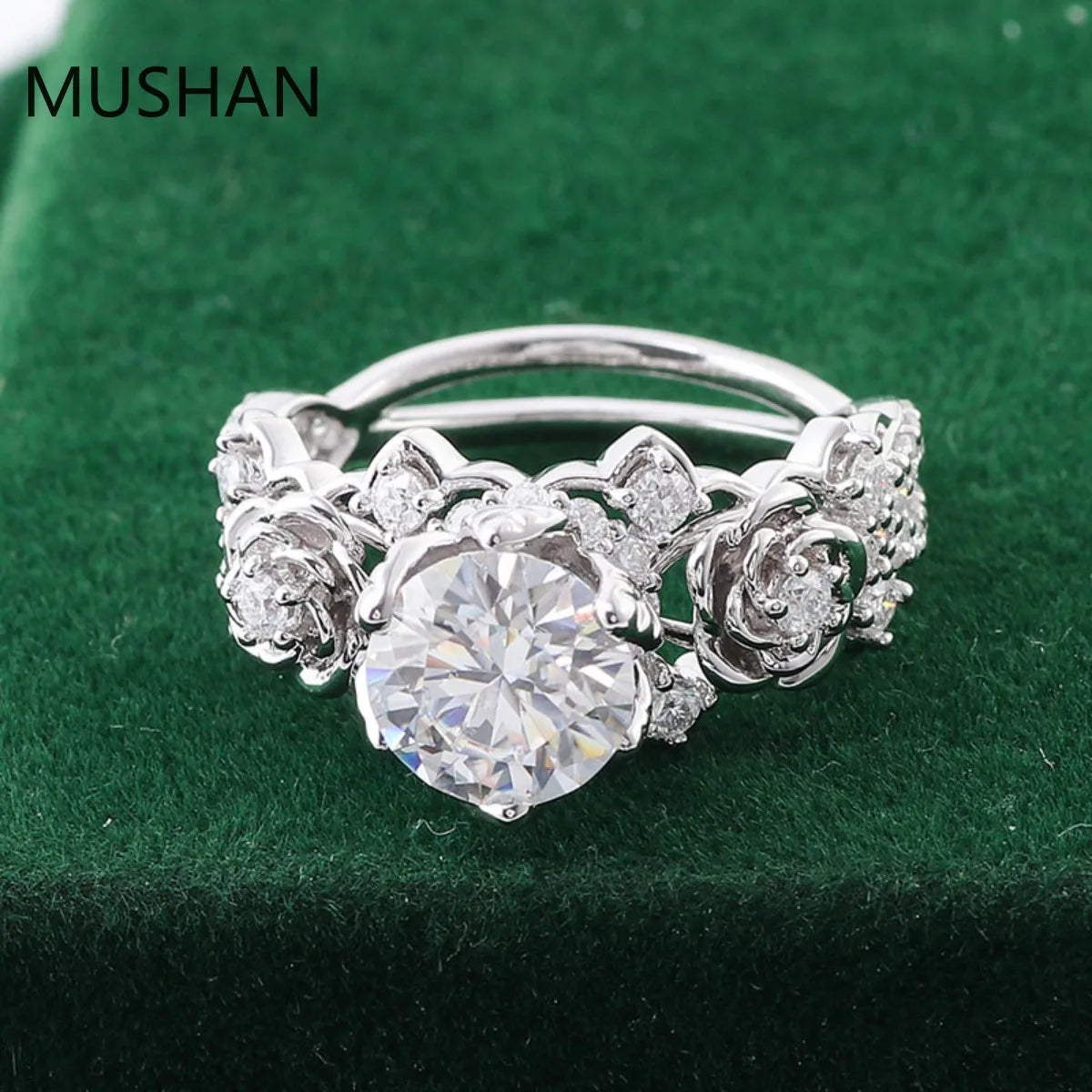 MUSHAN Luxury Custom 14K 18K Gold Rings Band Jewelry With Moissanite Diamond Lab Grown Gemstones Diamond Wedding Ring For Women
