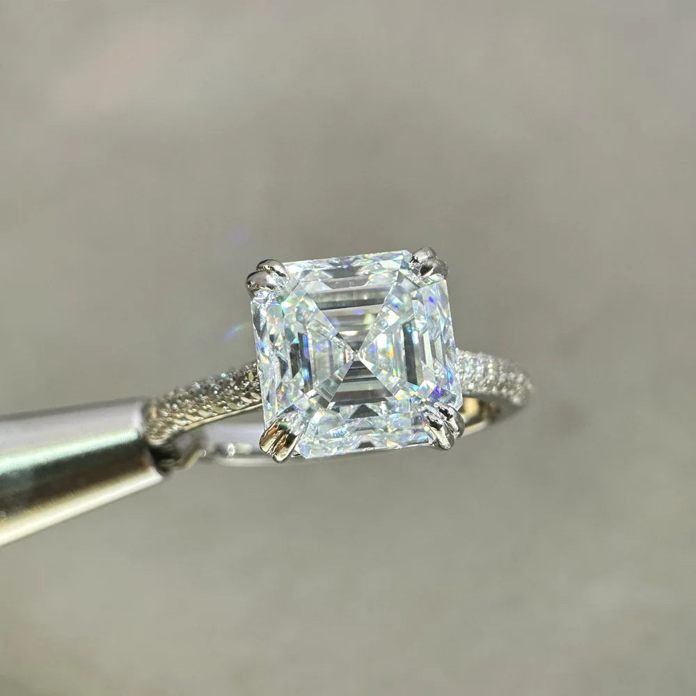 MuShan Designer Jewelry 925 Sterling Silver Ring VVS Moissanite Present Ring Women 18K Gold Plated MST Patent Fine Rings