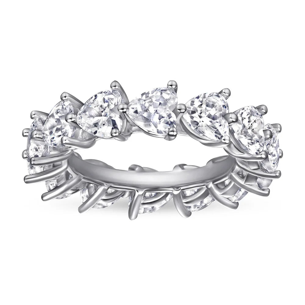 MuShan Jewelry 925 Sterling Silver Rings Bands Engagement Ring 7A Cubic Zirconia Rings Bands Luxury Anniversary  Women Gift