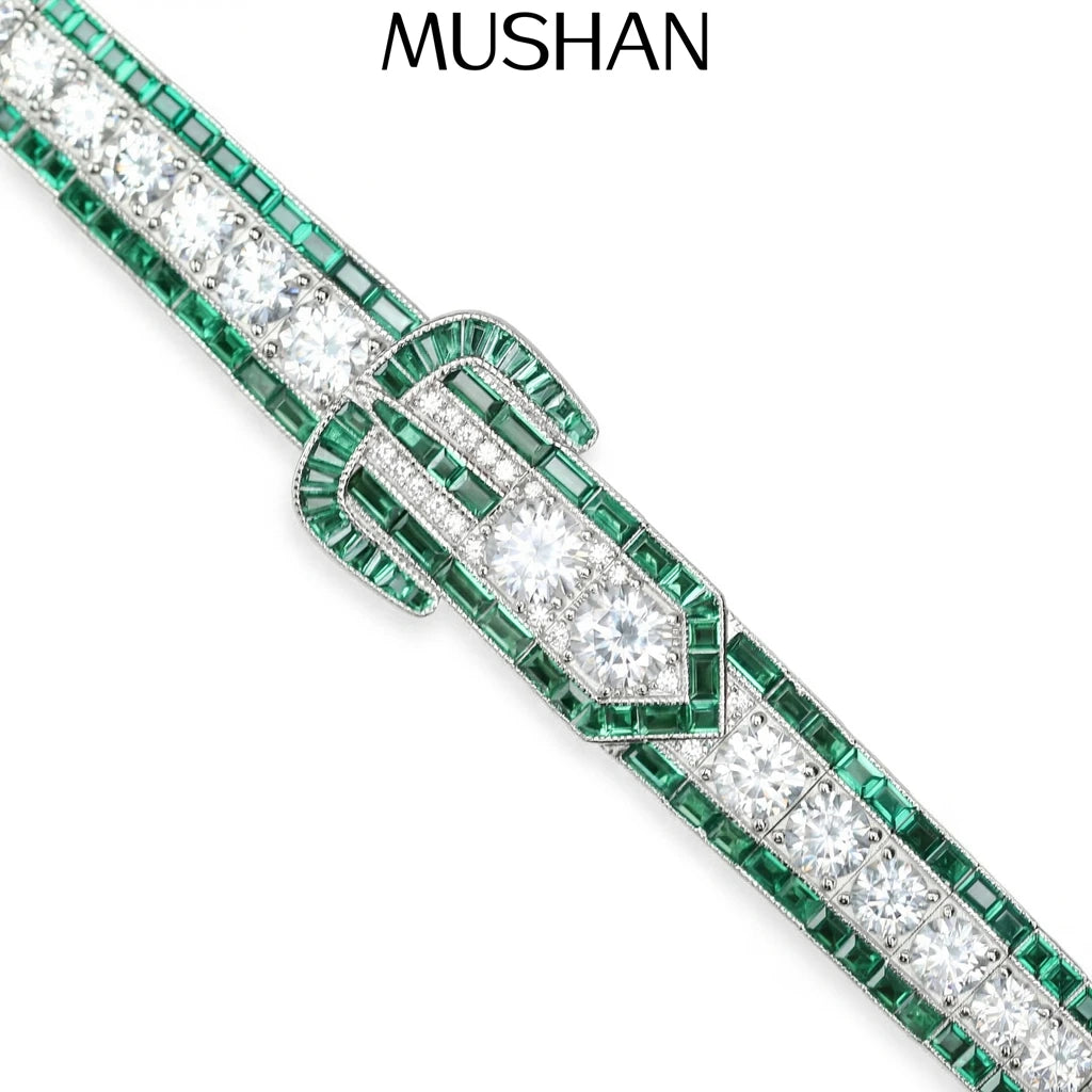 MuShan Jewelry 925 Sterling Silver Bangle 5A CZ Gemstones HCD Diamond Designer Shiny 925 Sterling Silver Bangle Accessories