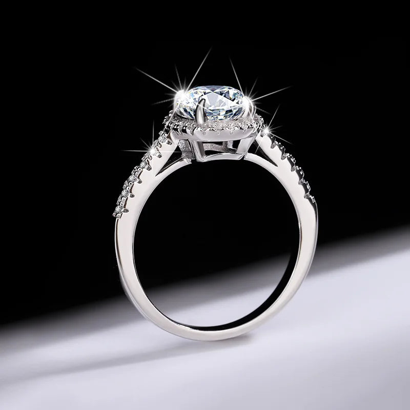 MUSHAN Luxury Jewelry 925 Pure Silver Genuine Moissanite Diamond Ring 2 Carats Couple'S Pair Ring  Wedding Ring