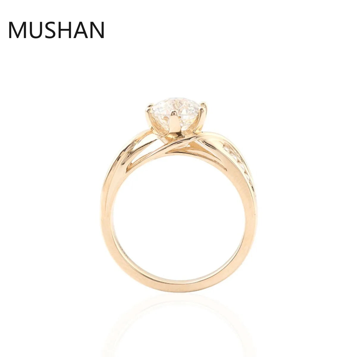 MUSHAN Luxury Custom 14K 18K Gold Rings Band Jewelry With Moissanite Diamond Lab Grown Gemstones Diamond Wedding Ring For Women