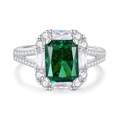 MUSHAN Luxury Jewelry Tanzanite Gem 2.5 Carat Sugar Cube Ring For Women S925 Sterling Silver Rectangular High Carbon Diamond