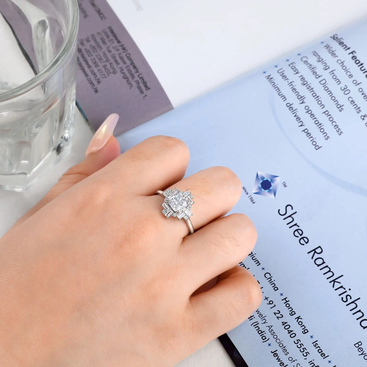 MuShan Brand Jewelry 925 Sterling Silver Ring Cubic Zirconia 7A Triangle Formal for Her 18K Gold Plated Fine Jewelry Rings