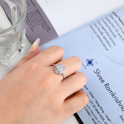 MuShan Brand Jewelry 925 Sterling Silver Ring Cubic Zirconia 7A Triangle Formal for Her 18K Gold Plated Fine Jewelry Rings