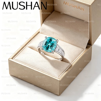 MUSHAN Custom Jewelry 925 Sterling Silver Ring Lab Grown Ruby Heart Bridal Ring for Women 18K Gold Plated Anniversary Rings