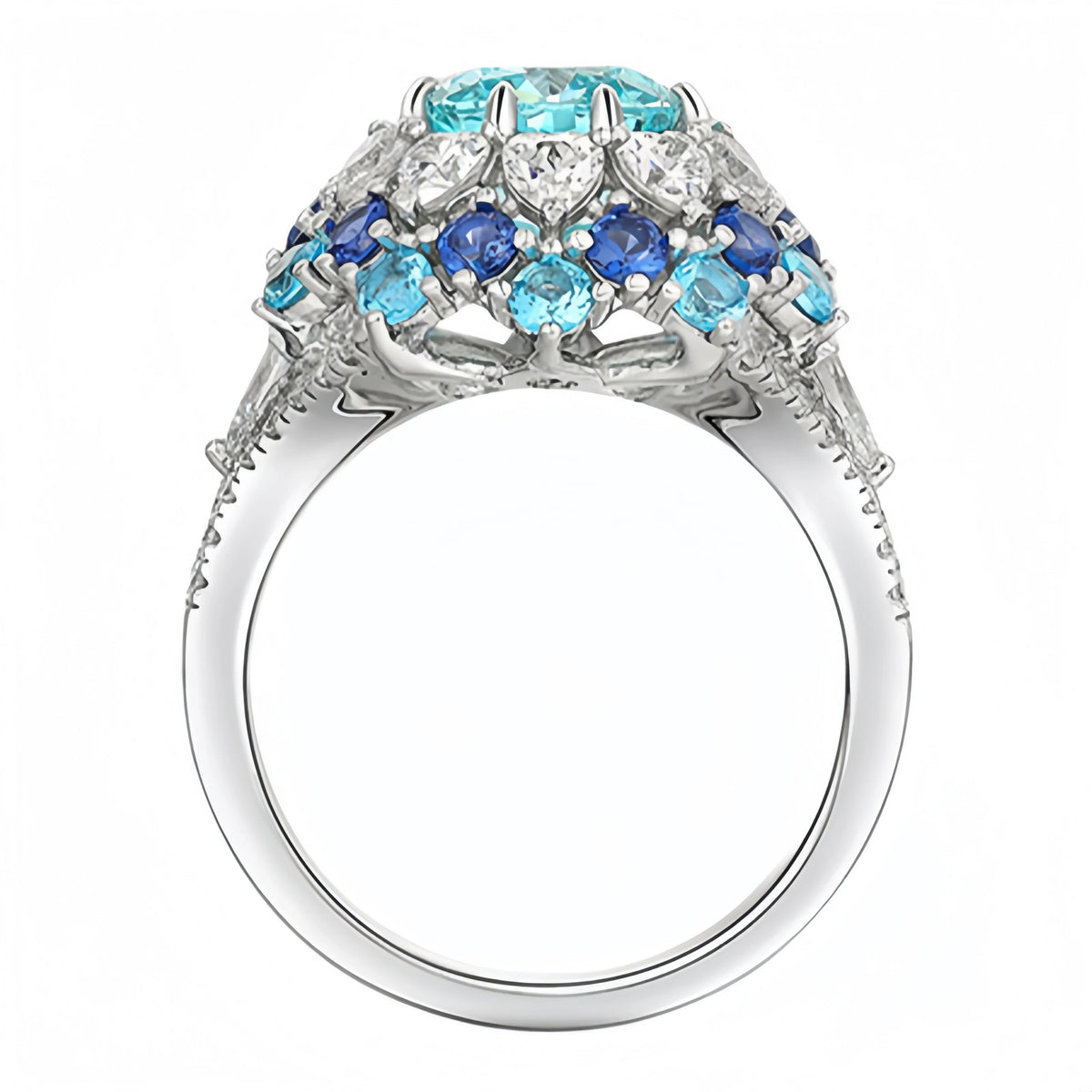 MuShan Jewelry 925 Sterling Silver Ring Band For Women High Carbon Paraiba Gemstones S925 Silver Rings Accessories Fine Jewelry