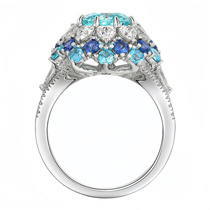 MuShan Jewelry 925 Sterling Silver Ring Band For Women High Carbon Paraiba Gemstones S925 Silver Rings Accessories Fine Jewelry