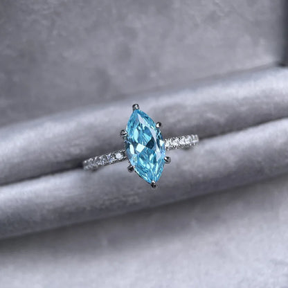 MUSHAN Luxury Jewelry 925 S925 Silver Sea Blue Bmw Eye Ring  Women'S Highcarat Diamond Ring