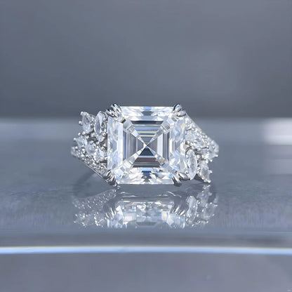MuShan Designer Jewelry 925 Sterling Silver Ring Moissanite Diamond Casual Ring for Bride 18K Real Gold Plated MST Patent Rings