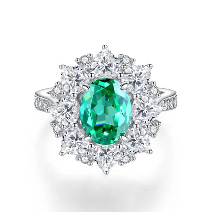 MUSHAN Luxury Jewelry 925 Sterling Silver Ring High Carbon Diamond Emerald Gemstones Ice Flower Cut Rings Bands Fine Jewelry