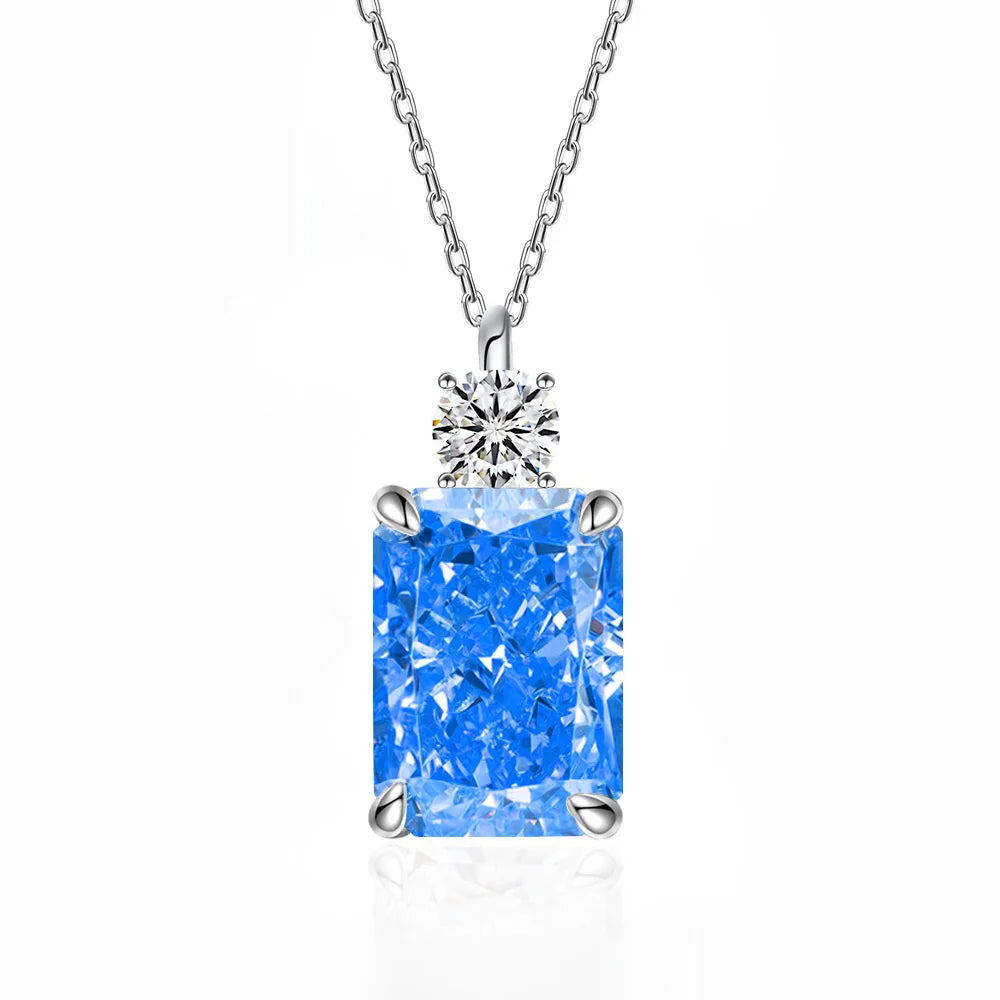 MUSHAN Luxury Jewelry 7ct 8*10 Rectangular Necklace For Women Made Of 925 Silver With Ice Flower Cut High-Carat Diamond Pendant