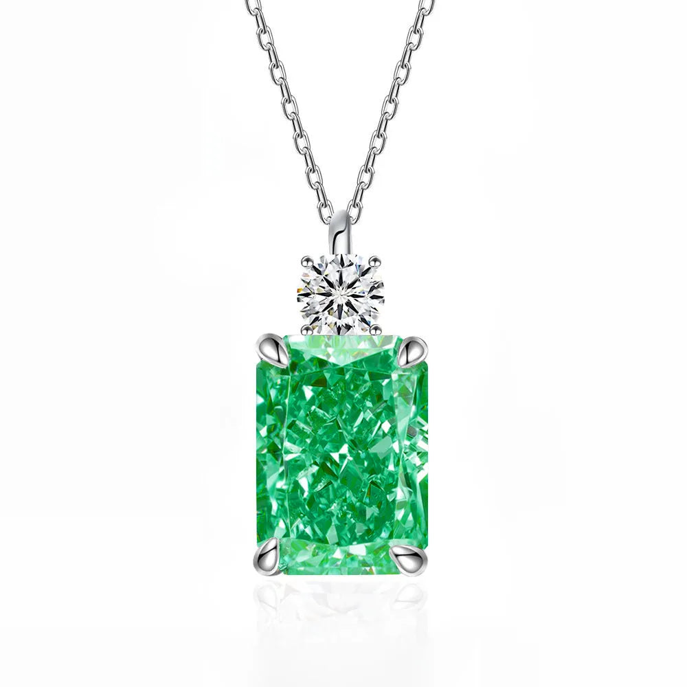 MUSHAN Luxury Jewelry 7ct 8*10 Rectangular Necklace For Women Made Of 925 Silver With Ice Flower Cut High-Carat Diamond Pendant
