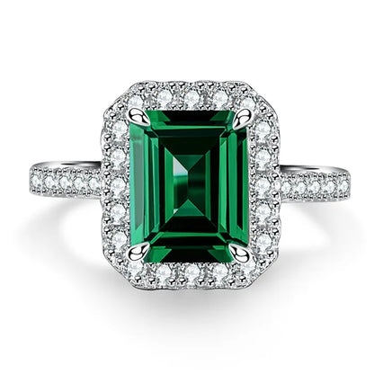 MUSHAN Luxury Jewelry 925 Sterling Silver Ring High Carbon Diamond Emerald Gemstones Ice Flower Cut Rings Bands Fine Jewelry
