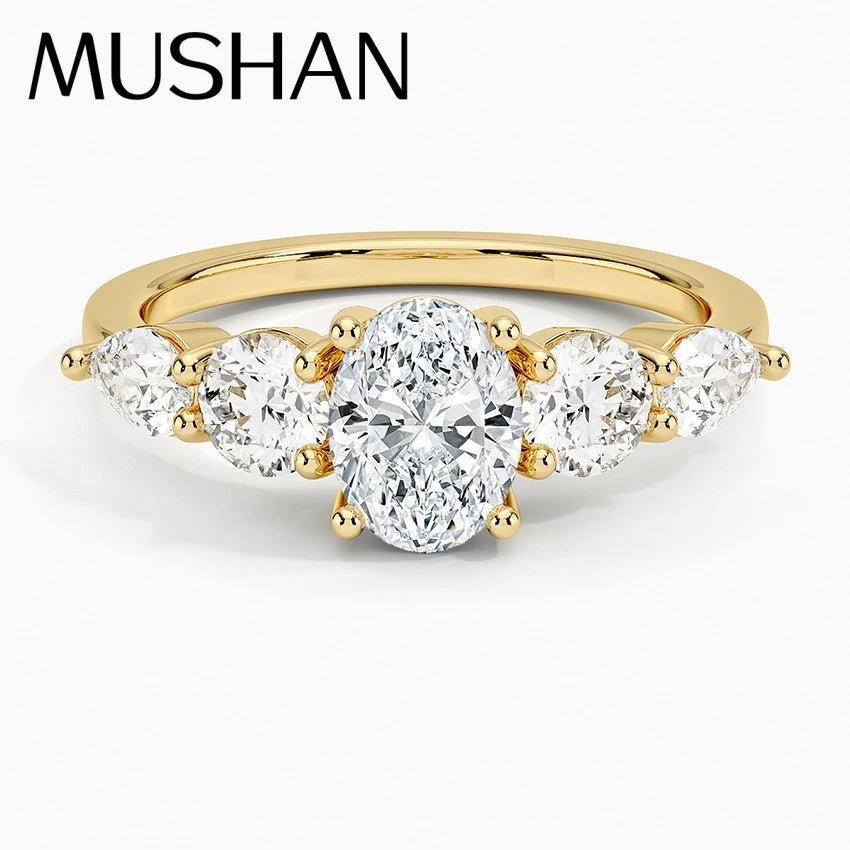MuShan Designer Jewelry 925 Sterling Silver Ring Moissanite Diamond Artisan Ring for Bride 18K Gold Plated MST Patent Rings