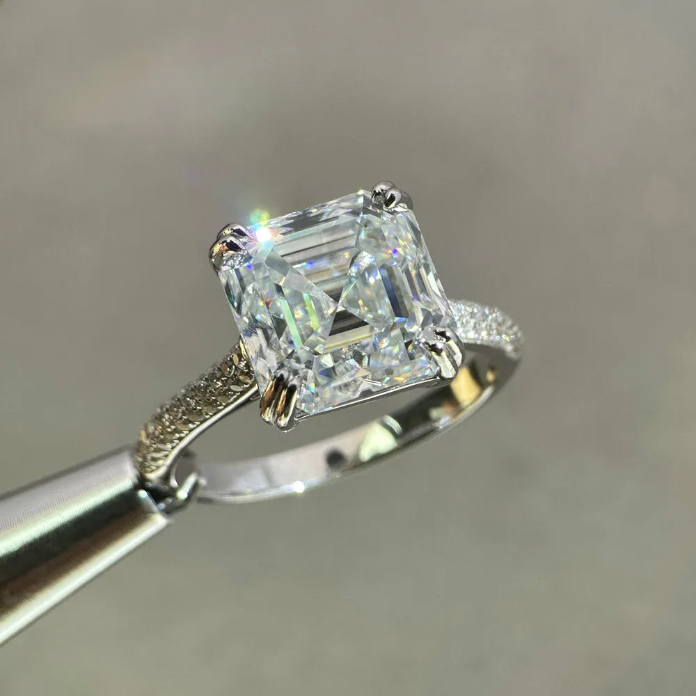 MuShan Designer Jewelry 925 Sterling Silver Ring VVS Moissanite Present Ring Women 18K Gold Plated MST Patent Fine Rings