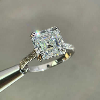 MuShan Designer Jewelry 925 Sterling Silver Ring VVS Moissanite Present Ring Women 18K Gold Plated MST Patent Fine Rings