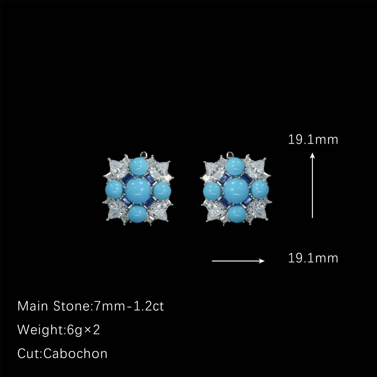 MuShan Jewelry 925 Sterling Silver Earring Fine High Carbon Diamond High Carbon Gemstones 925 Sterling Silver Studs Accessories