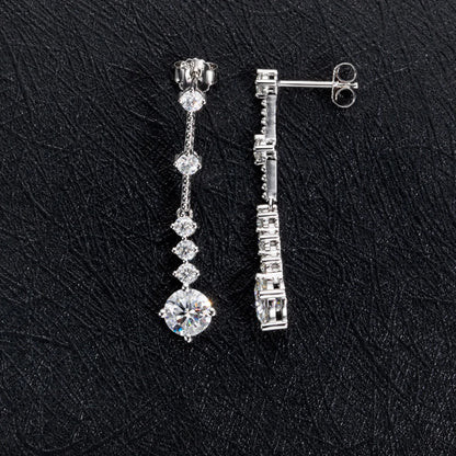 MuShan Designer Jewelry 925 Sterling Silver Ear Line Moissanite Party Platinum Plated for Girlfriend MST Patent Earrings