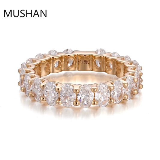 MUSHAN Luxury Custom 14K 18K Gold Rings Band Jewelry With Moissanite Diamond Lab Grown Gemstones Diamond Wedding Ring For Women