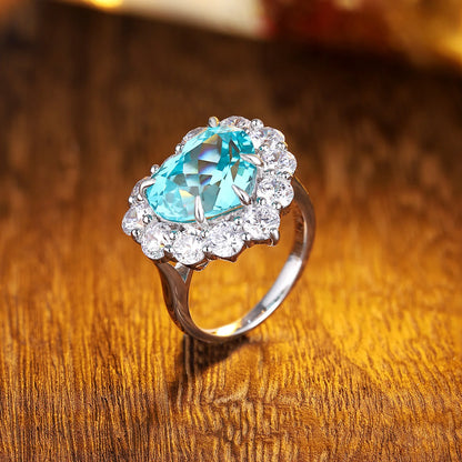 MUSHAN Custom Jewelry 925 Sterling Silver Ring Lab Red Emerald Marquise Modern Ring for Women 18K Gold Plated Anniversary Ring