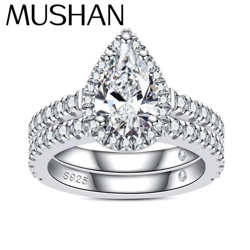MuShan Designer Jewelry 925 Sterling Silver Ring D Color Moissanite Chic Ring for Friend 18K Real Gold Plated MST Patent Rings
