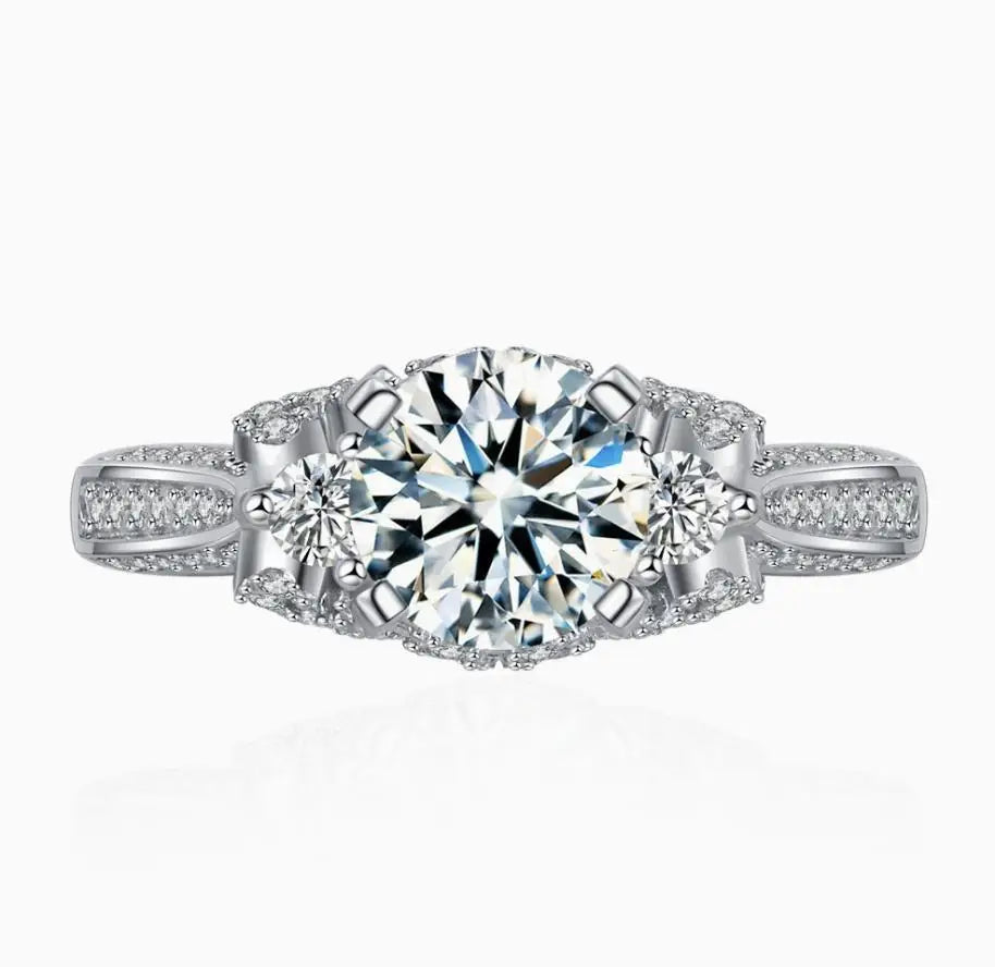 MUSHAN Jewelry 925 Sterling Silver Rings For Women Moissanite Diamond Wedding Ring Bands With GRA Certificate Fine Jewelry