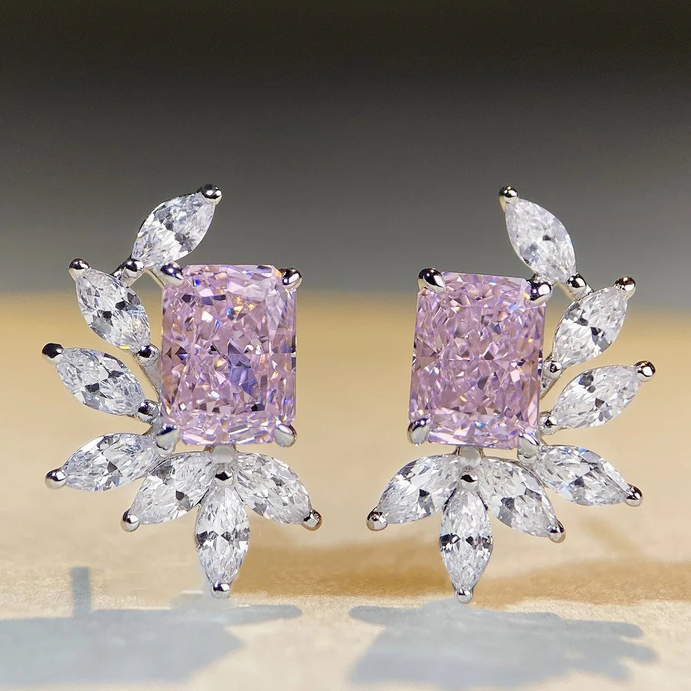 MuShan Jewelry 925 Sterling Silver Earrings Lab Grown Ruby Round Luxury Gift for Women 18K Gold Plated Anniversary Earrings