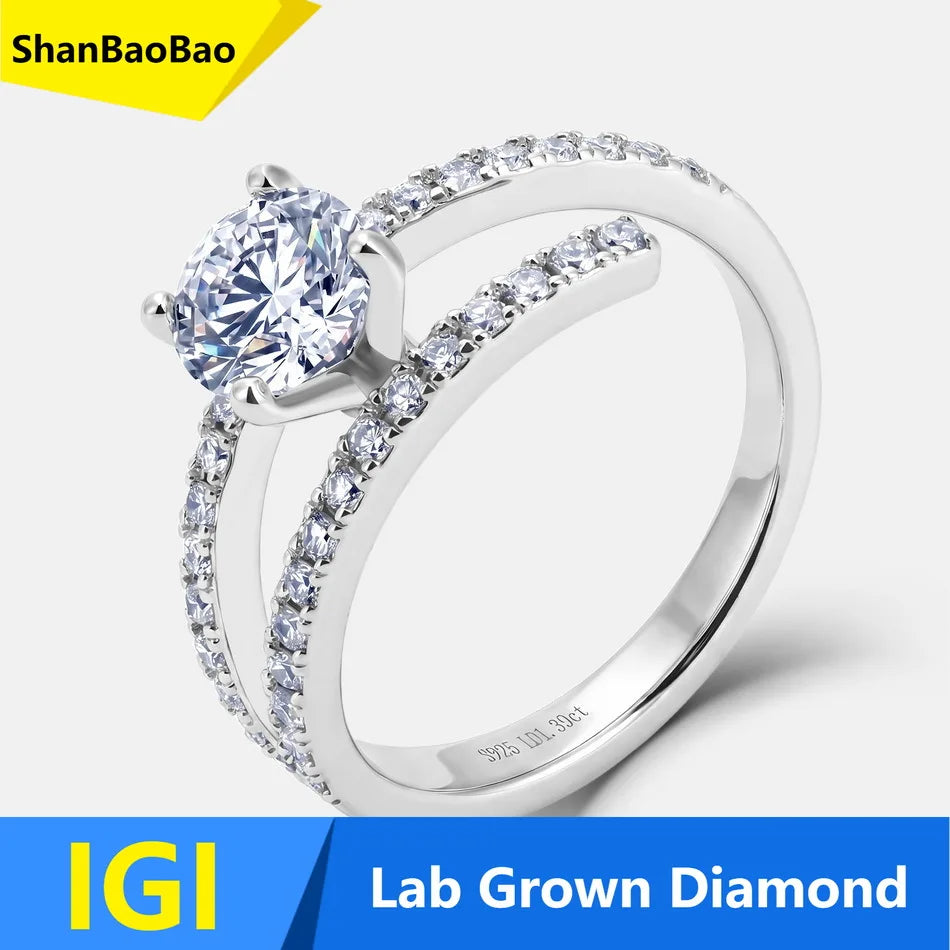 MUSHAN Custom Luxury Diamond Rings Jewelry IGI Certificated for Women 925 Sterling Silver Lab Grown Diamond Ring Band HPHT CVD