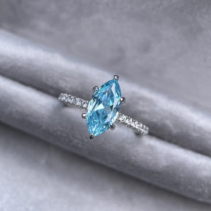 MUSHAN Luxury Jewelry 925 S925 Silver Sea Blue Bmw Eye Ring  Women'S Highcarat Diamond Ring