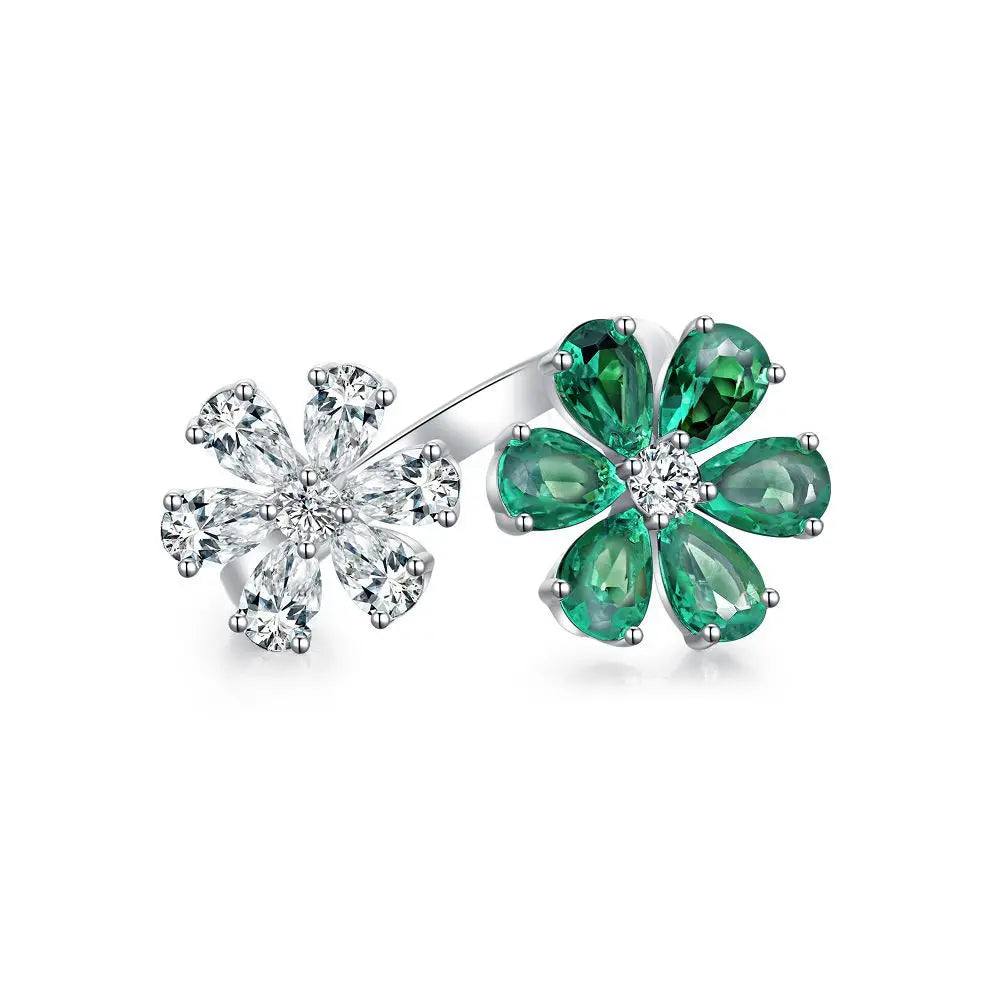 MUSHAN Luxury Jewelry 925 Sterling Silver Ring High Carbon Diamond Emerald Gemstones Ice Flower Cut Rings Bands Fine Jewelry