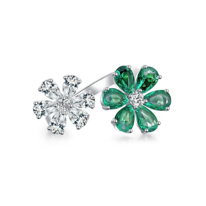 MUSHAN Luxury Jewelry 925 Sterling Silver Ring High Carbon Diamond Emerald Gemstones Ice Flower Cut Rings Bands Fine Jewelry